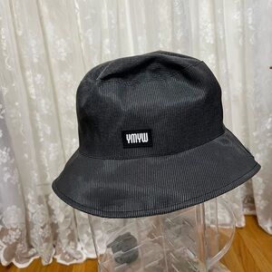 “YMYW” Blackish Grey Bucket Hat Sheen Logo Lights of Many Colors